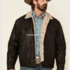 Alberto Brown Leather Sherpa Jacket (3)