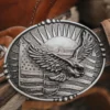 American Eagle Plaque Buckle Leather Belt Premium Western Style (1)