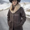 Beth Dutton Brown Wool Coat Seen In Yellowstone​ (4)