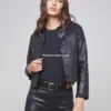 Black Janelle Slim Leather Jacket for Women (1)