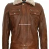 Brown Leather Jacket for Women with Cash Money Fur Collar (1)