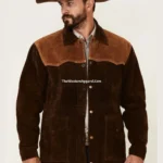 Chocolate Brown Two-Tone Suede Rancher Jacket for Men