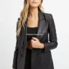 Classic Black Leather Blazer for Women – Oversized Style (1)