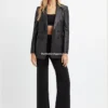 Classic Black Leather Blazer for Women – Oversized Style (2)