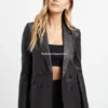 Classic Black Leather Blazer for Women – Oversized Style (3)