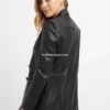 Classic Black Leather Blazer for Women – Oversized Style (4)