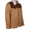 John Dutton Yellowstone Season 3 Beige Raw Leather Jacket