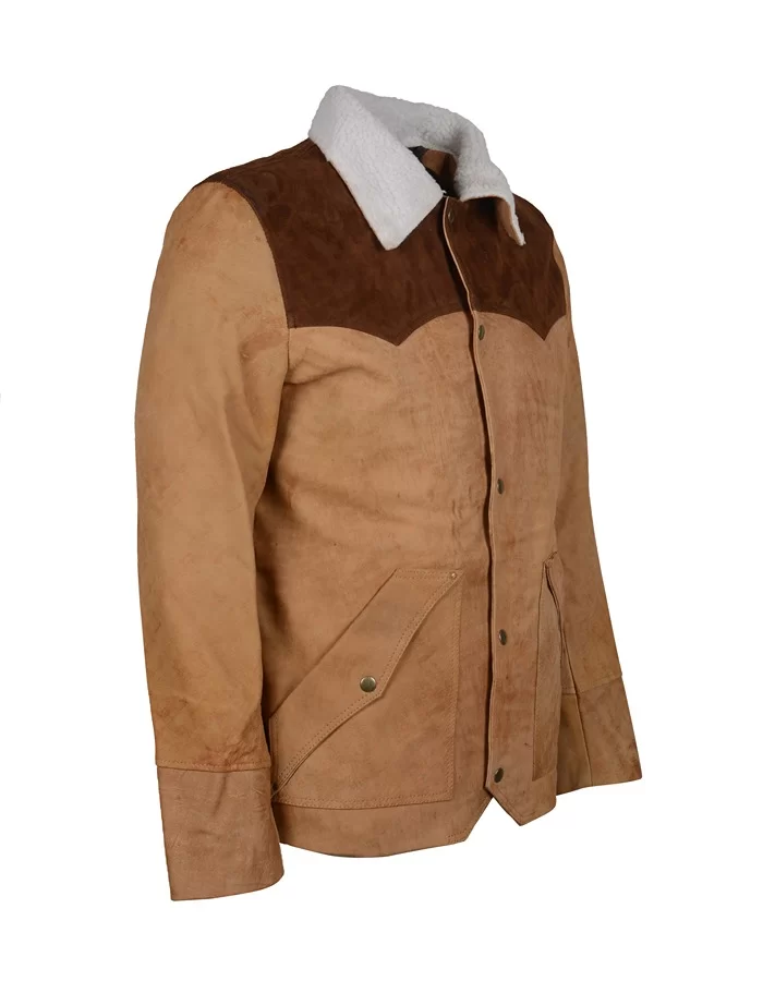John Dutton Yellowstone Season 3 Beige Raw Leather Jacket