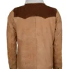John Dutton Yellowstone Season 3 Beige Raw Leather Jacket Back