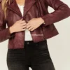 Maroon Leather Sparrow Jacket for Women – Stylish & Bold (1)