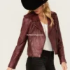 Maroon Leather Sparrow Jacket for Women – Stylish & Bold (4)