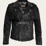 Men's Black Fringe Suede Leather Jacket – Westworld Edition