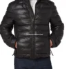 Men’s Black Leather Puffer Jacket (4)