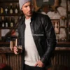 Mens Black Leather Western Shirt Jacket (3)