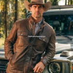 Frisco Brown Leather Shirt Jacket for Men