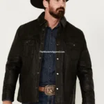 Men's Black Leather Ranch Jacket - Premium Genuine Leather