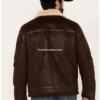 Genuine Leather Men's Jacket with Sherpa Shearling Lining