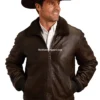Mens Smooth Sherpa Brown Leather Jacket (2)