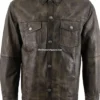Men’s Stone Classic Western Brown Leather Jacket (5)