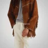 Men’s Suede Leather Cowboy Jacket With Fringes (2)