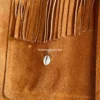 Retro 1970s Fringe Leather Jacket with Shed Horn Button (2)