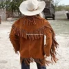 Retro 1970s Fringe Leather Jacket with Shed Horn Button (7)