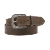 Rustic 1 12 Tooled Leather Billet Belt Antique Silver Buckle Western Apparel (1)