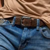 Rustic 1 12 Tooled Leather Billet Belt Antique Silver Buckle Western Apparel (2)