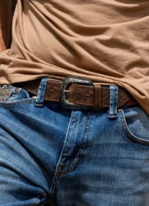 Rustic 1 12 Tooled Leather Billet Belt Antique Silver Buckle Western Apparel (2)