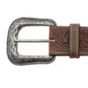Rustic 1 12 Tooled Leather Billet Belt Antique Silver Buckle Western Apparel (4)