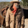 Vintage Marlboro Man Style Light Brown Sheepskin Leather Coat (4)