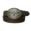 Western Longhorn Berry Edge Plaque Leather Belt (1)
