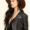 Women's Alison Black Western Leather Jacket with Fringe Detailing (2)
