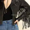 Women's Alison Black Western Leather Jacket with Fringe Detailing (3)