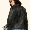 Women's Alison Black Western Leather Jacket with Fringe Detailing (5)