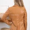 Women's Camel-Toned Faux Leather Blazer (4)