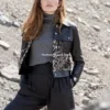 Women's Cow Print Black Leather Fashion Jacket (1)