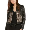 Women's Cow Print Black Leather Fashion Jacket (6)
