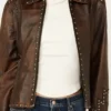Women's Dark Brown Cripple Creek Leather Jacket with Concho Back (2)