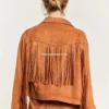 Women's Fringed Palomino Cowhide Leather Jacket (3)