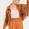 Women's Fringed Palomino Cowhide Leather Jacket (4)