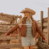 Women's Leather Jacket – Burnt Orange with Fringes (1)