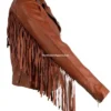 Women's Leather Jacket – Burnt Orange with Fringes (2)