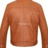 Women's Tan Leather Jacket with Avery Nail Design (2)