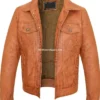 Women's Tan Leather Jacket with Avery Nail Design (3)