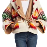 Yellowstone Beth Dutton Printed Wool Cropped Multi Printed Cloak