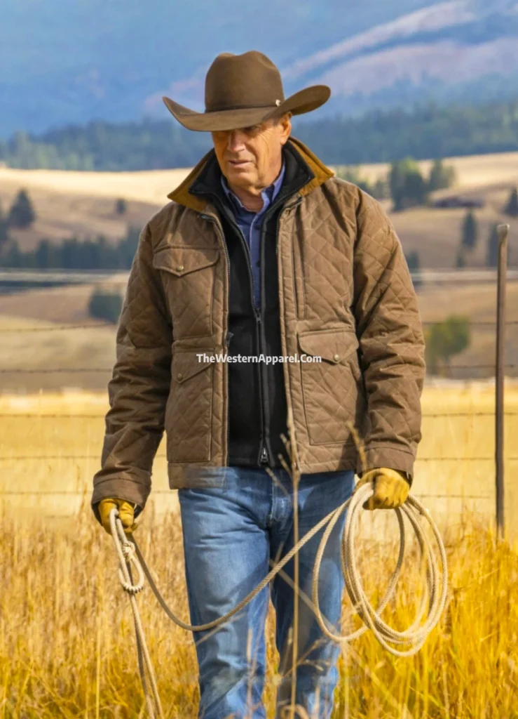 Yellowstone John Dutton Brown Quilted Jacket Western Apparel