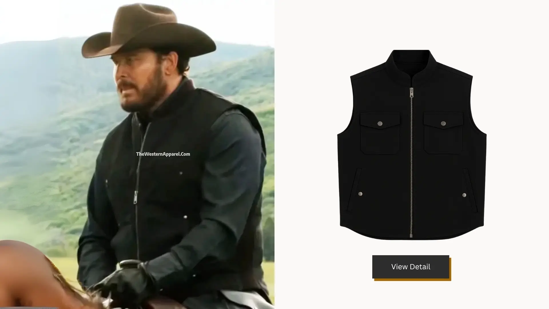 Yellowstone Rip Wheeler Black Wool Vest