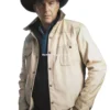 Yellowstone Season 5 John Dutton White Cream Leather Jacket (4)