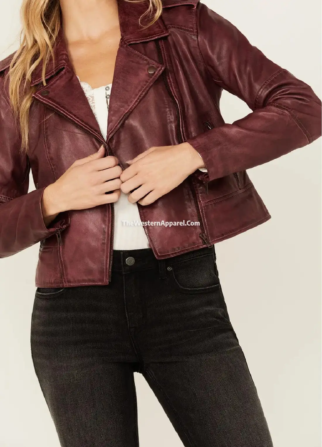 maroon leather sparrow jacket for women stylish and bold 1